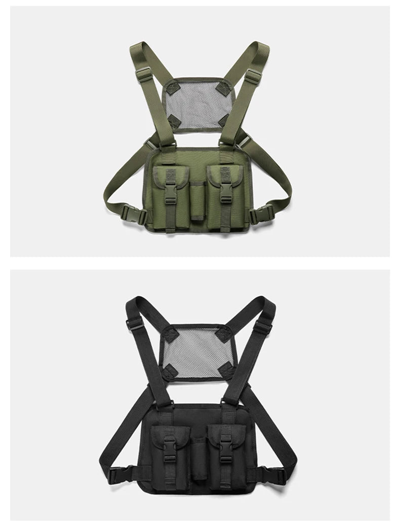 Outdoor climbing vest nylon multi-pocket reflective chest waist fanny pack - product image