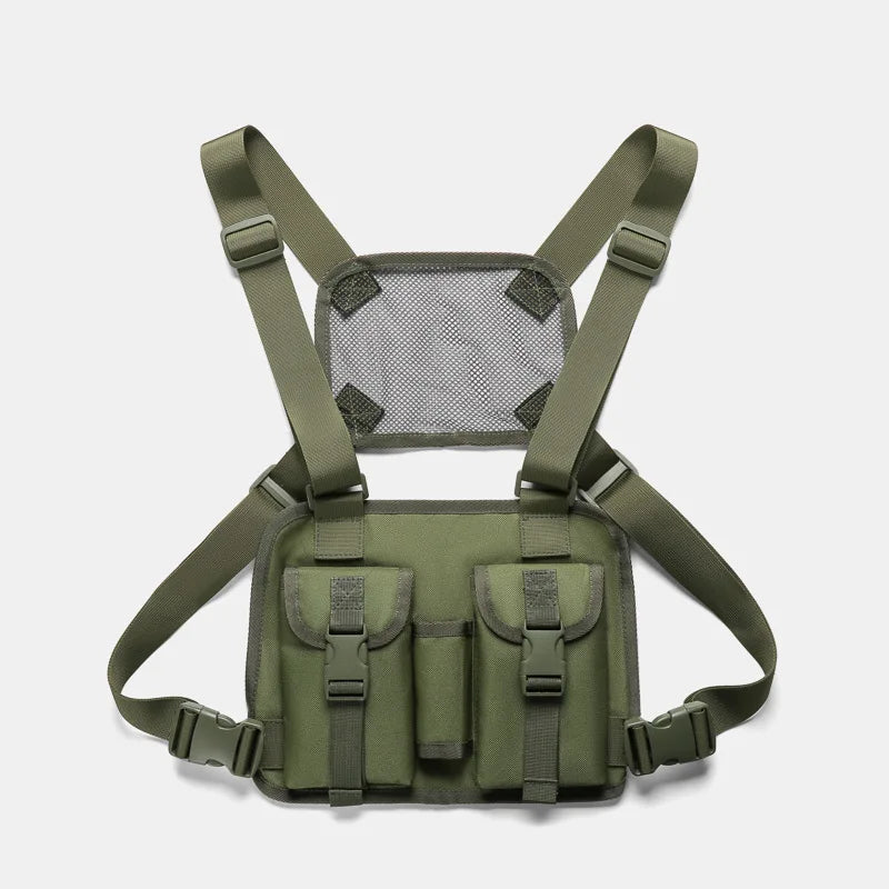 Outdoor climbing vest nylon multi-pocket reflective chest waist fanny pack - product image