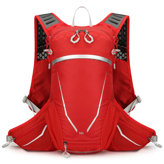 Outdoor cycling hydration backpack with reflective strips and multiple pockets - product image