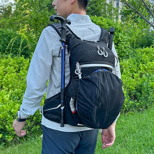 Outdoor cycling hydration backpack with reflective strips and multiple pockets - product image