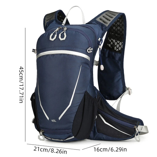 Outdoor cycling hydration backpack with reflective strips and multiple pockets - product image