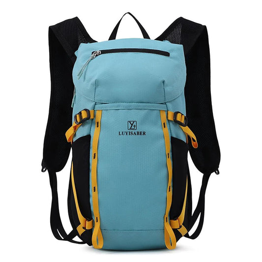 Outdoor cycling hydration backpack with survival whistle and reflective strips - product image