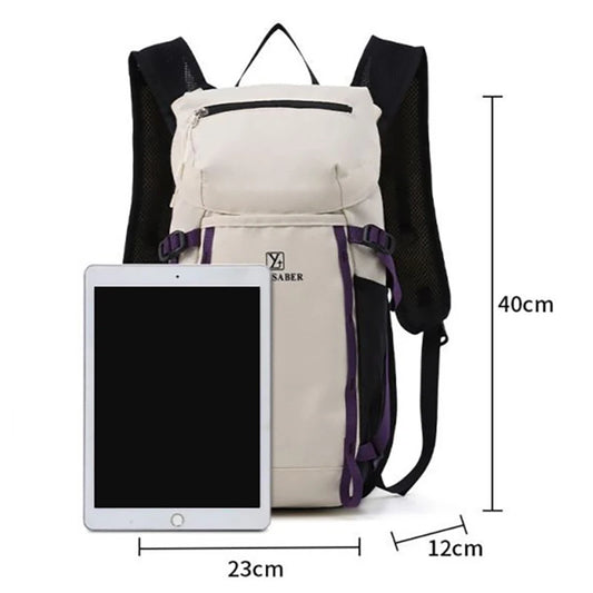 Outdoor cycling hydration backpack with survival whistle and reflective strips - product image