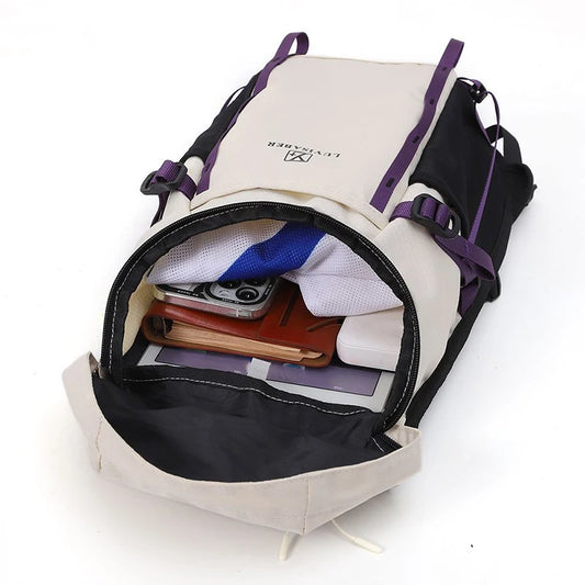 Outdoor cycling hydration backpack with survival whistle and reflective strips - product image