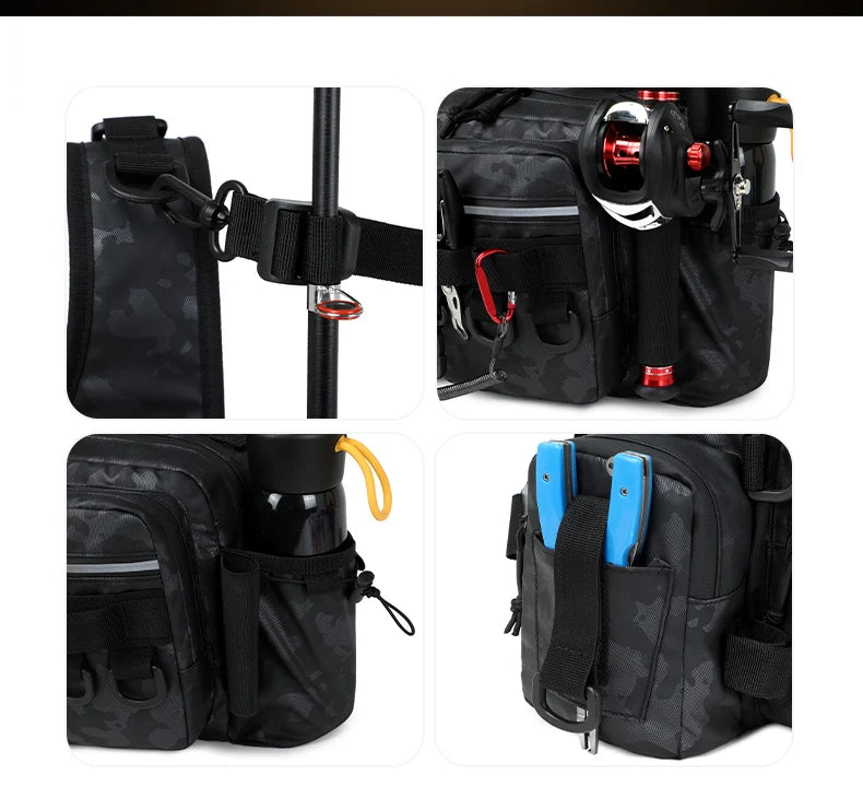 Outdoor hiking tackle bag oxford large capacity molle rod holder - product image
