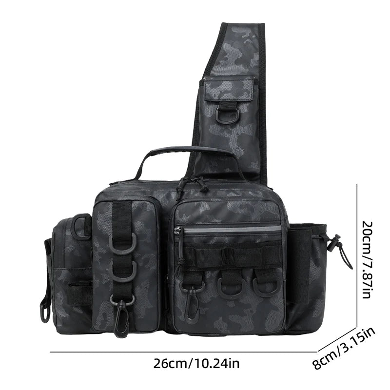 Outdoor hiking tackle bag oxford large capacity molle rod holder - product image