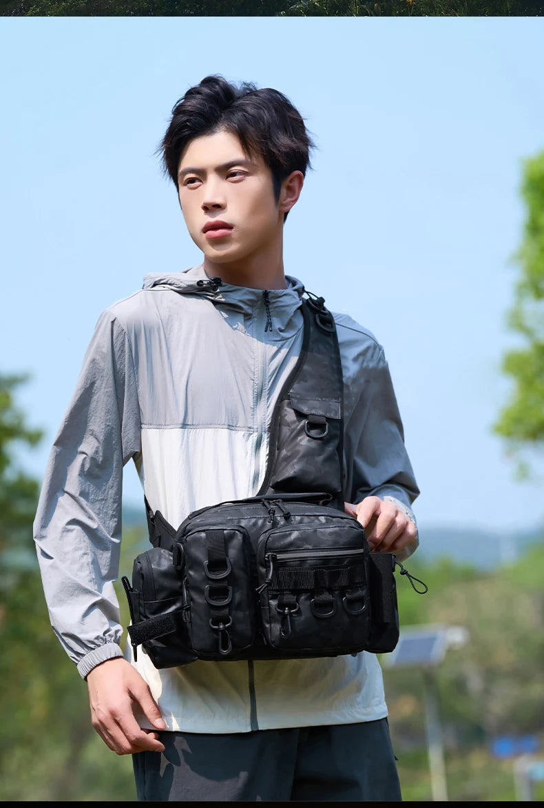 Outdoor hiking tackle bag oxford large capacity molle rod holder - product image