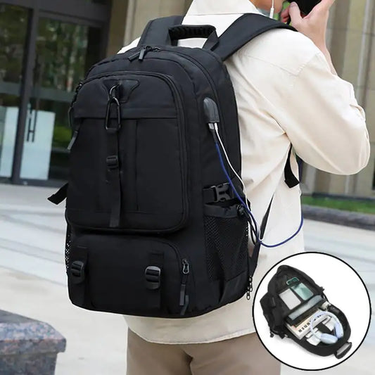 Oxford expandable gym backpack with usb port and shoe compartment - product image