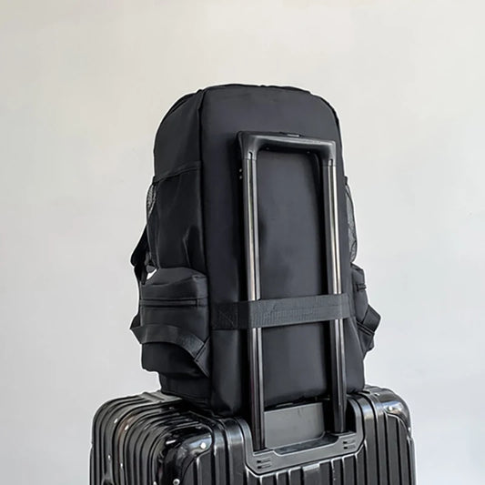 Oxford gym fitness backpack with shoe compartment and adjustable trolley straps - product image