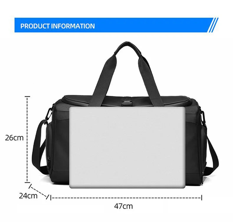 Oxford gym fitness bag multi-compartment wet dry separation shoes pocket outdoor - product image