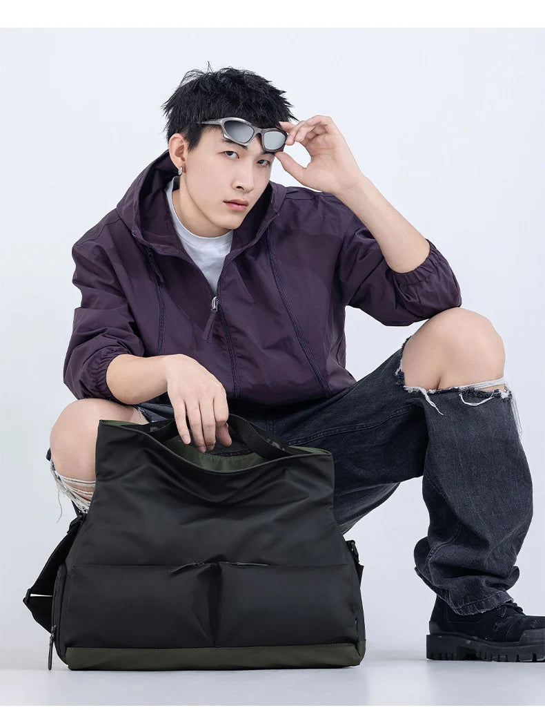 Oxford pu sport tote duffel bag with wet dry separation and shoe compartment - product image