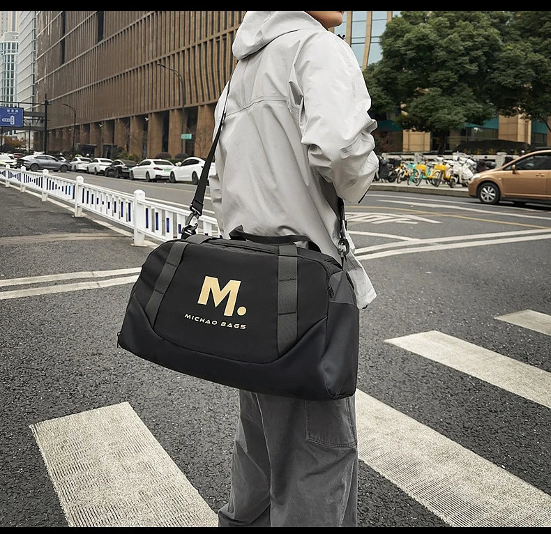 Oxford sports duffel bag with wet dry separation and removable shoulder strap - product image