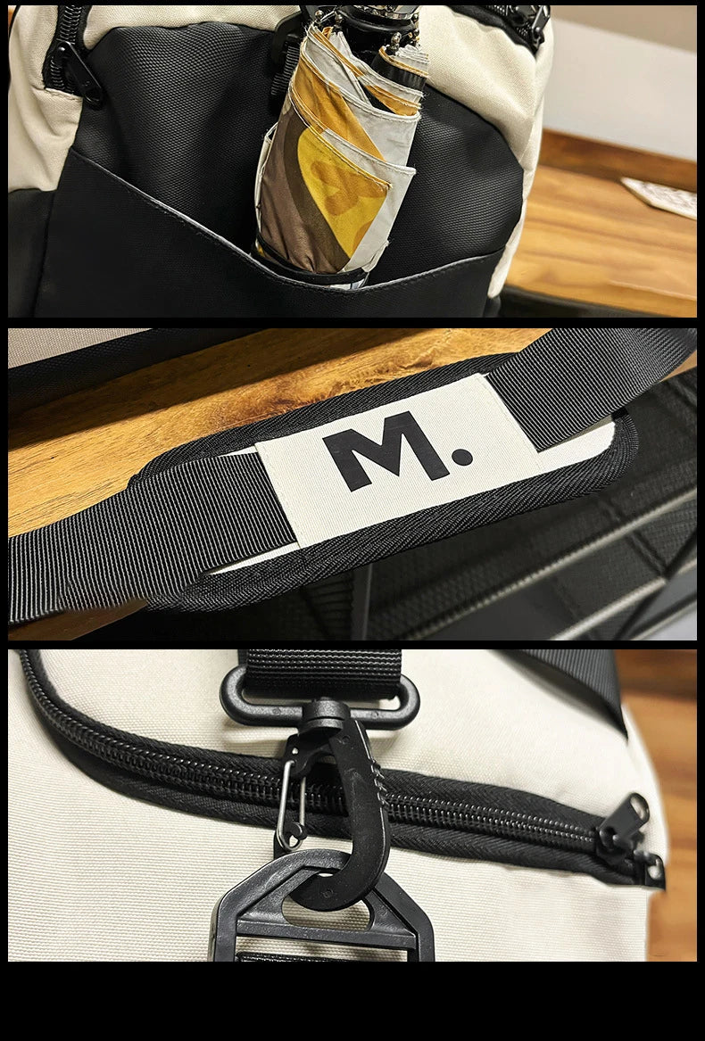 Oxford sports duffel bag with wet dry separation and removable shoulder strap - product image