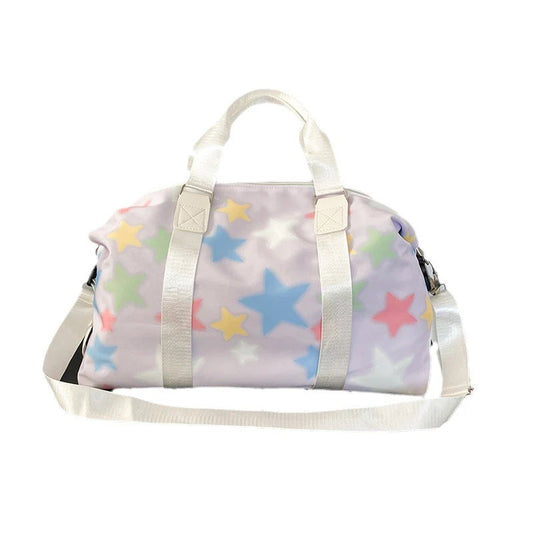 Oxford star print sports duffel bag with wet dry separation and multiple pockets - product image