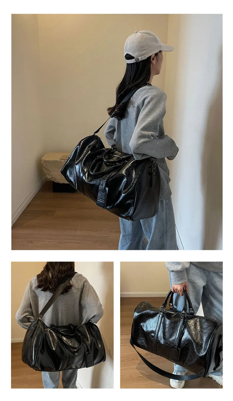 Pu fitness tote bag with large capacity waterproof crossbody handbag - product image