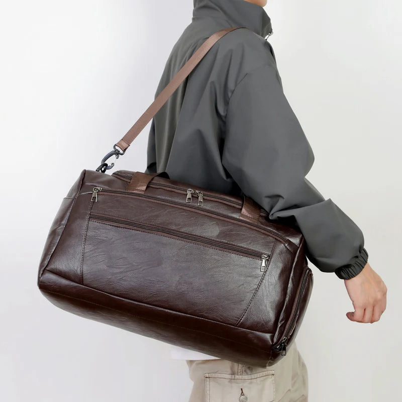 Pu large travel gym handbag shoes pocket waterproof multi-compartment design - product image