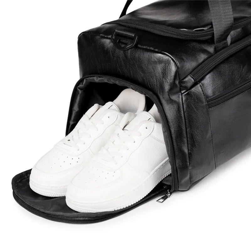 Pu large travel gym handbag shoes pocket waterproof multi-compartment design - product image