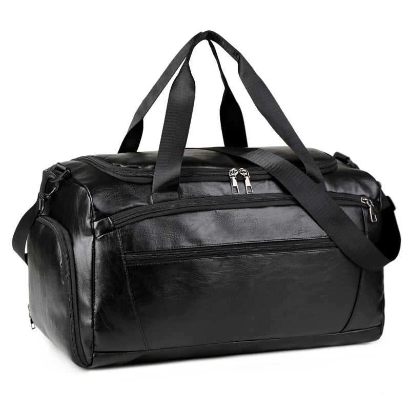 Pu large travel gym handbag shoes pocket waterproof multi-compartment design - product image
