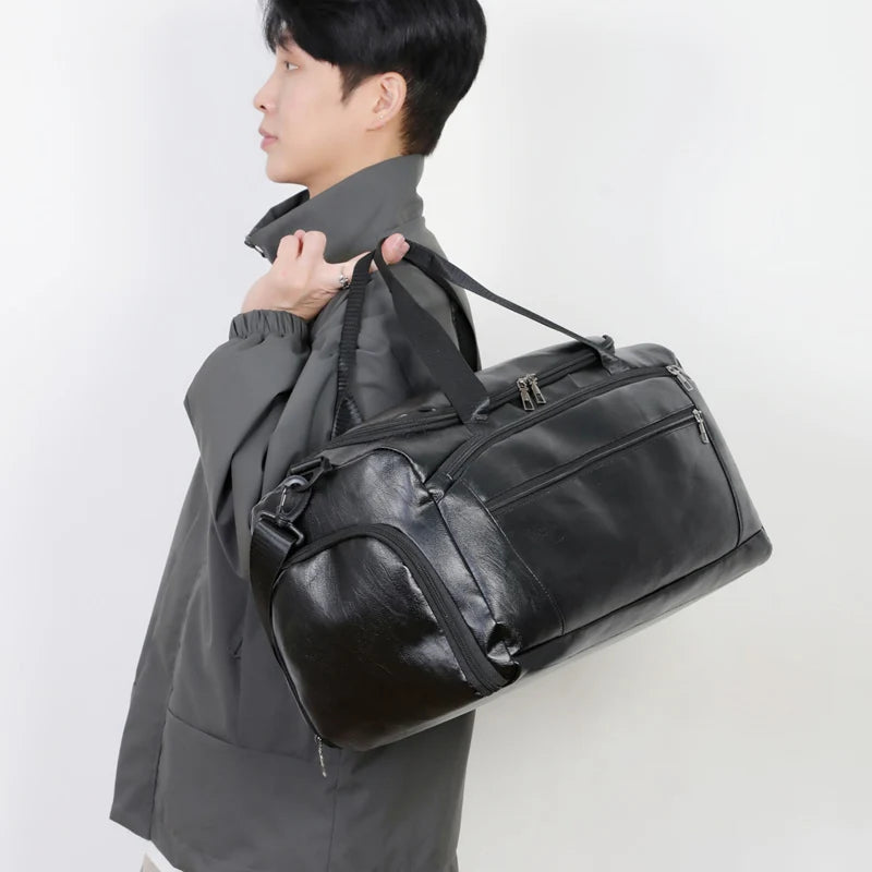 Pu large travel gym handbag shoes pocket waterproof multi-compartment design - product image