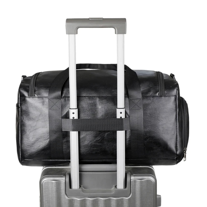 Pu large travel gym handbag shoes pocket waterproof multi-compartment design - product image