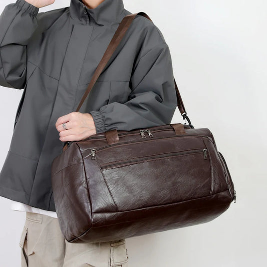 Pu large travel gym handbag shoes pocket waterproof multi-compartment design - product image