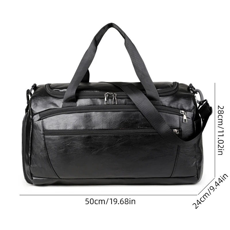 Pu large travel gym handbag shoes pocket waterproof multi-compartment design - product image