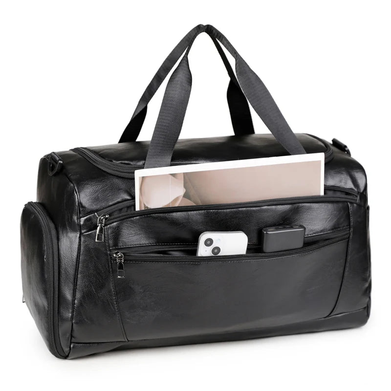 Pu large travel gym handbag shoes pocket waterproof multi-compartment design - product image