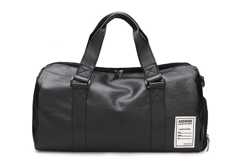 Pu leather gym bag with wet dry separation independent shoes pocket - product image