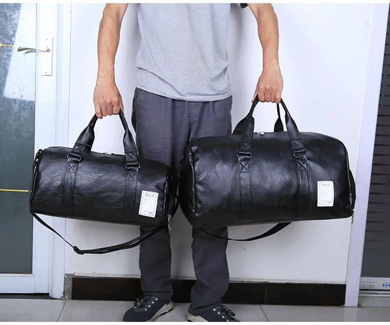 Pu leather gym fitness bag multi-size shoulder tote with shoes compartment - product image