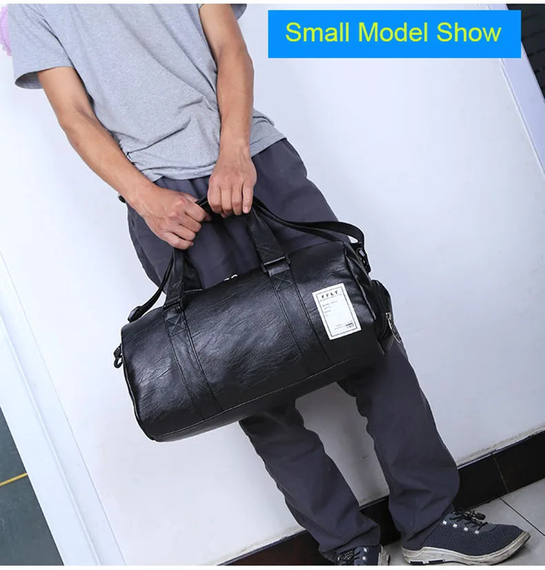 Pu leather gym fitness bag multi-size shoulder tote with shoes compartment - product image