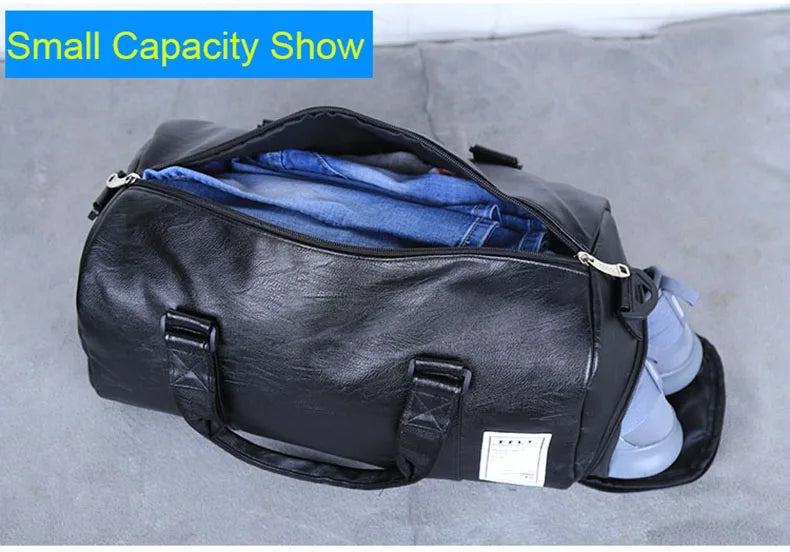 Pu leather gym fitness bag multi-size shoulder tote with shoes compartment - product image