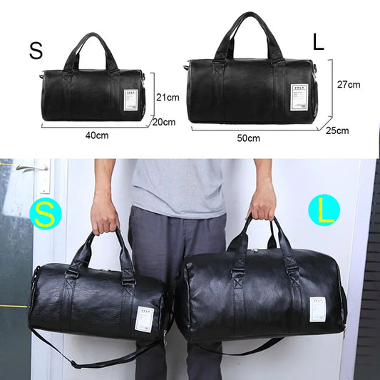 Pu leather gym fitness bag multi-size shoulder tote with shoes compartment - product image
