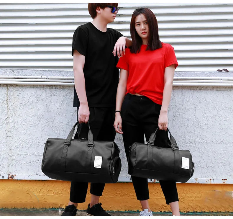 Pu leather gym fitness bag multi-size shoulder tote with shoes compartment - product image
