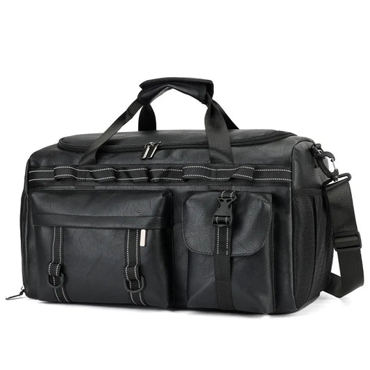 Pu sports duffel bag with wet dry separation and removable shoulder strap - product image