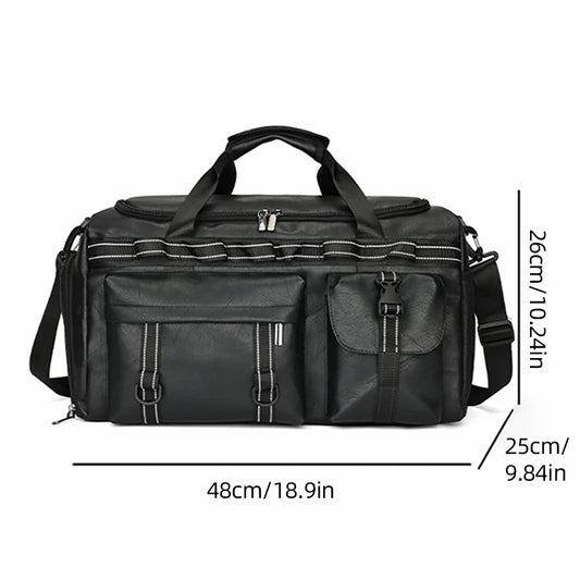 Pu sports duffel bag with wet dry separation and removable shoulder strap - product image