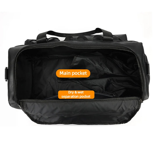 Pu sports duffel bag with wet dry separation and removable shoulder strap - product image