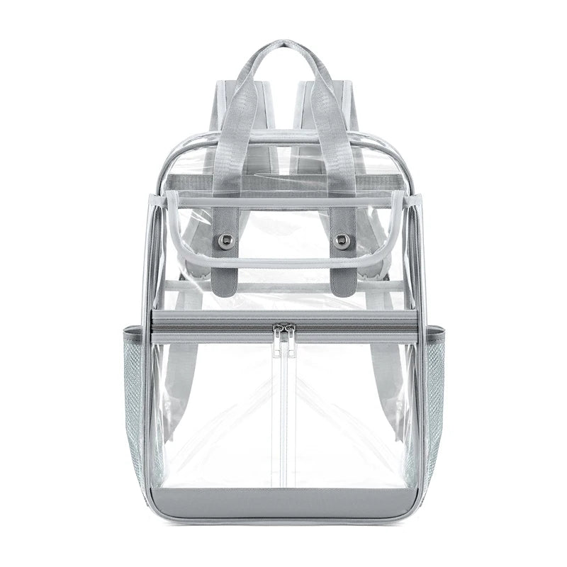 Pvc transparent clear backpack waterproof multi-pocket outdoor travel rucksack - product image