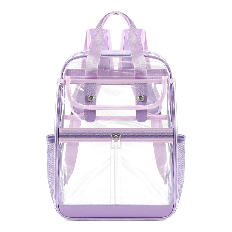 Pvc transparent clear backpack waterproof multi-pocket outdoor travel rucksack - product image