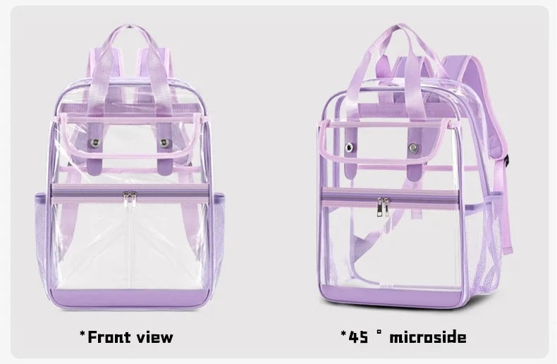 Pvc transparent clear backpack waterproof multi-pocket outdoor travel rucksack - product image