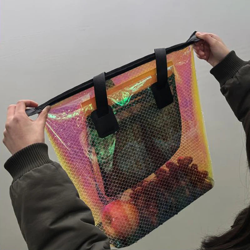 Pvc waterproof sports duffel bag transparent jelly design lightweight portable - product image