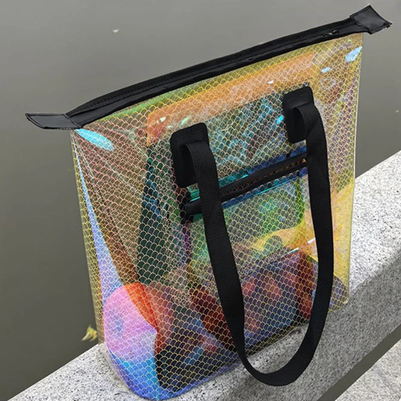 Pvc waterproof sports duffel bag transparent jelly design lightweight portable - product image