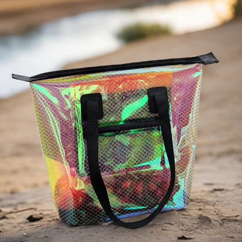 Pvc waterproof sports duffel bag transparent jelly design lightweight portable - product image