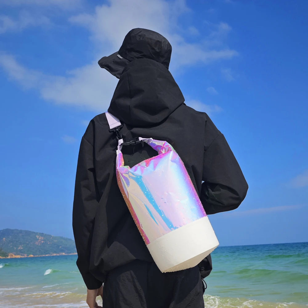 Pvc waterproof swimming beach bag for outdoor water sports with adjustable strap - product image