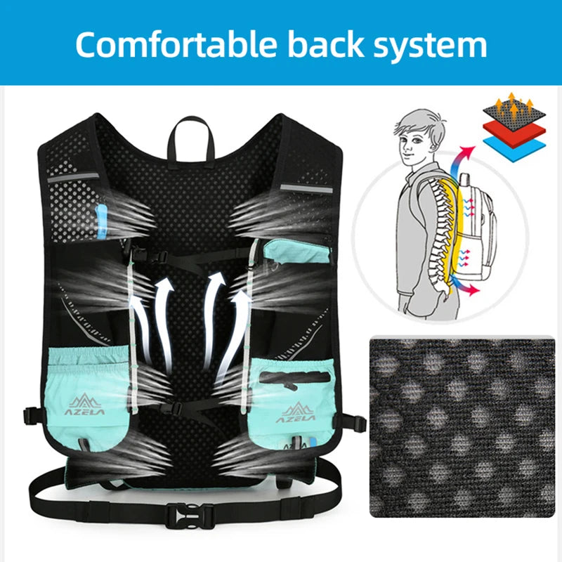 Running hydrating backpack with quick drink system and reflective strips nylon - product image