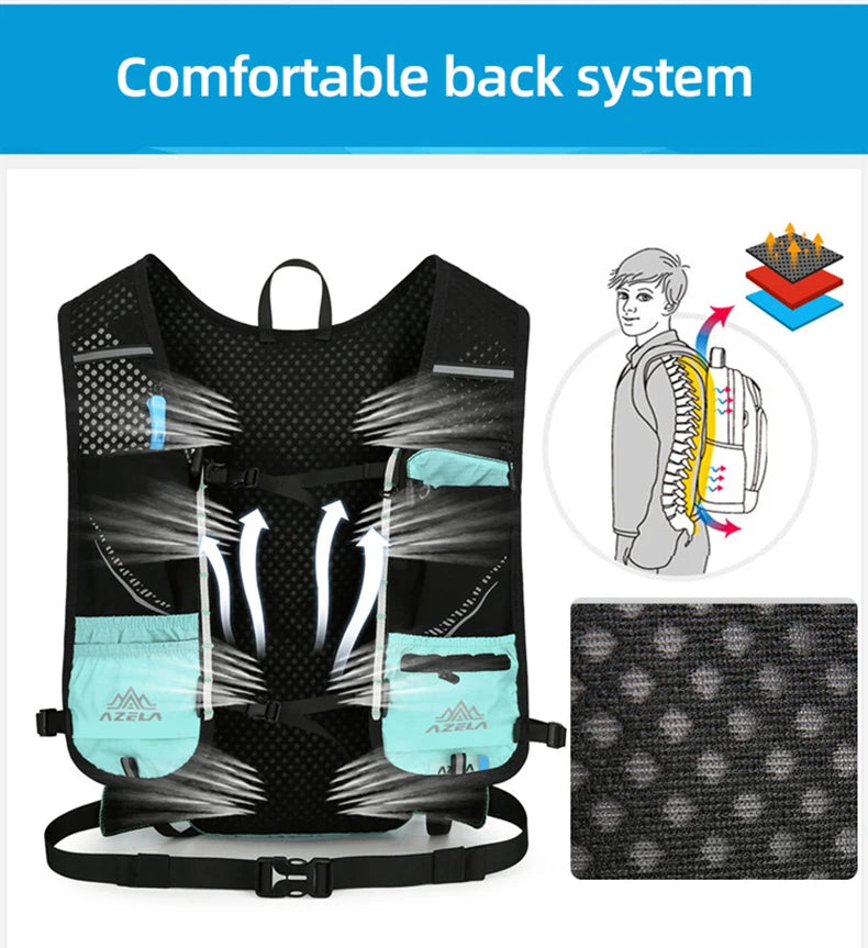 Running hydrating backpack with quick drink system and reflective strips nylon - product image