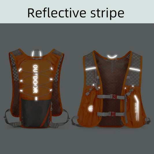Running hydrating vest backpack with water bladder and reflective strips nylon - product image