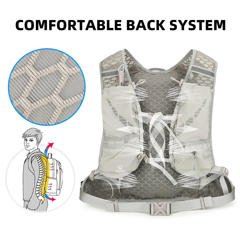 Running vest hydrating backpack with reflective strips and multi-compartment nylon - product image