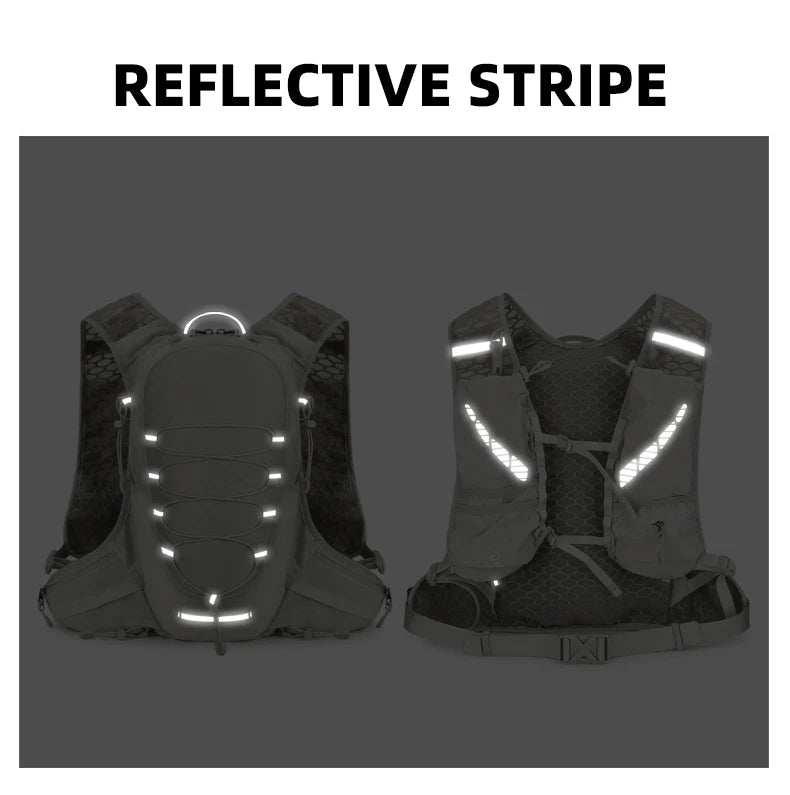 Running vest hydrating backpack with reflective strips and multi-compartment nylon - product image