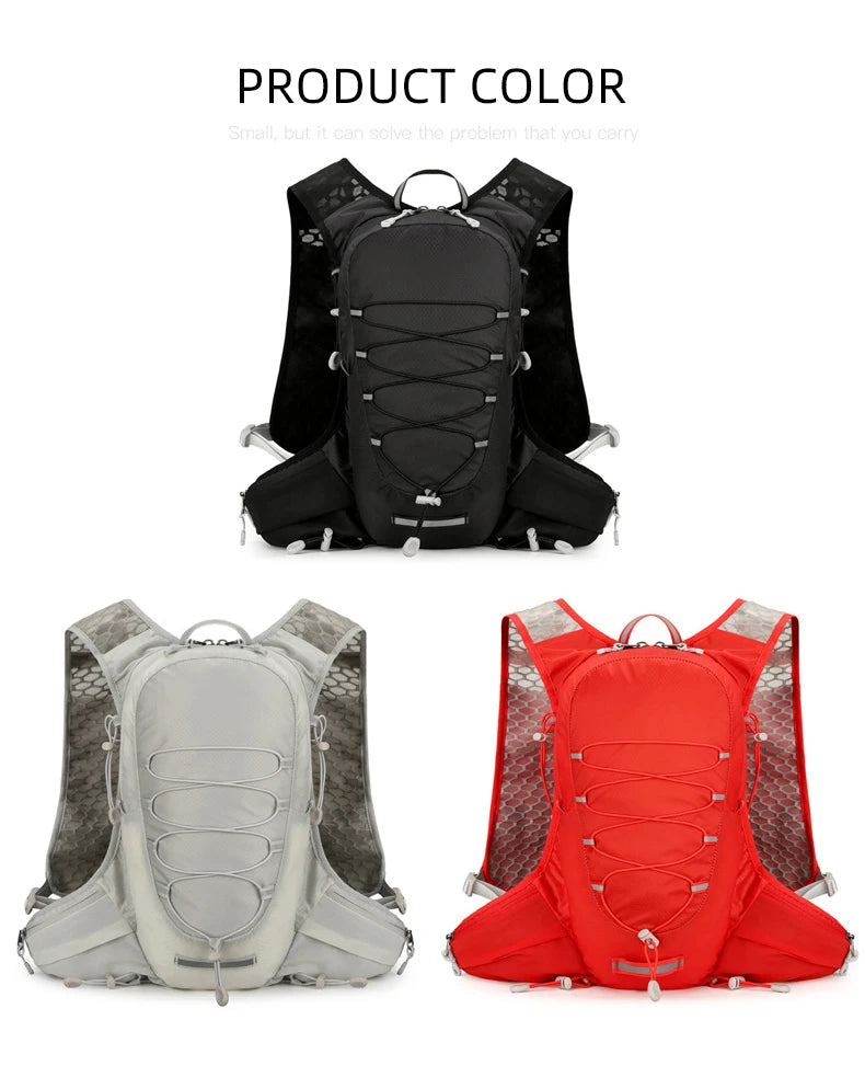Running vest hydrating backpack with reflective strips and multi-compartment nylon - product image