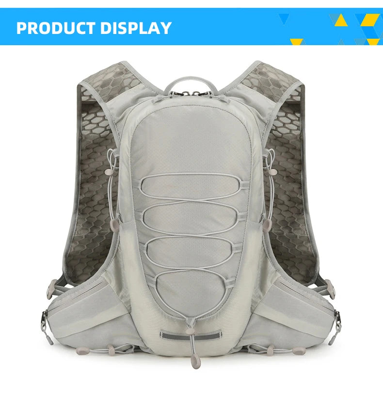 Running vest hydrating backpack with reflective strips and multi-compartment nylon - product image